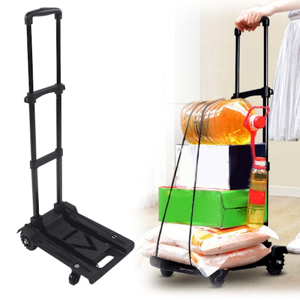 4 Hjul Foldbar Trolley Bæreevne 88LB 40KG Foldbar Håndvogn Bagagevogn til Rejser