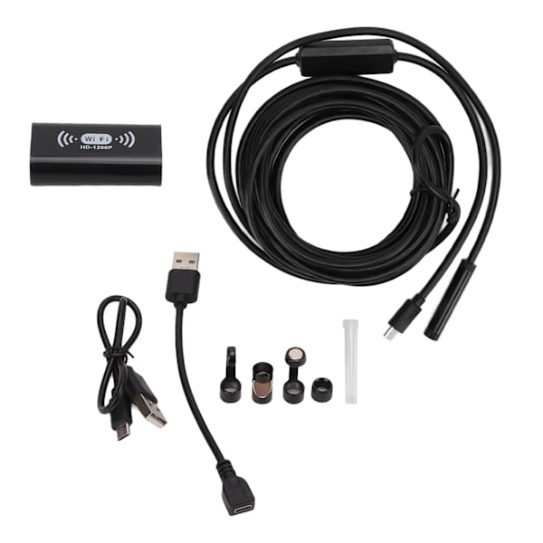 Industriell Endoskop 1200P HD 8mm Lins Wifi Inspektionskamera IP68 Vattentät Justerbar LED för Avloppsrör 5m/16.4ft