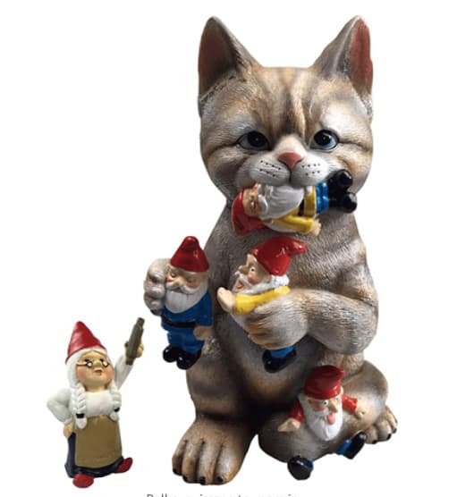 Rampete kattehagegnomstatuefigur - Beste kunstdekor for