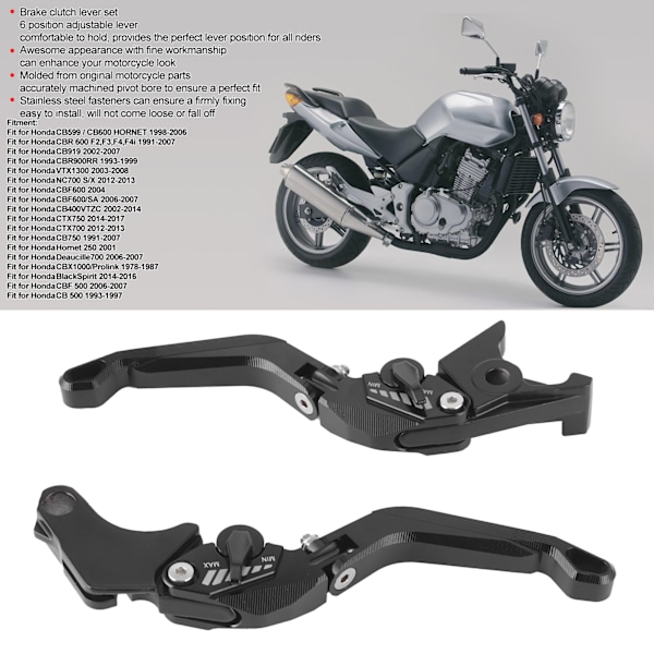 Parin kytkimen ja jarrun vipujen sarja sopii Hondalle CB599 CB919 VTX1300 NC700 S/X CBF600