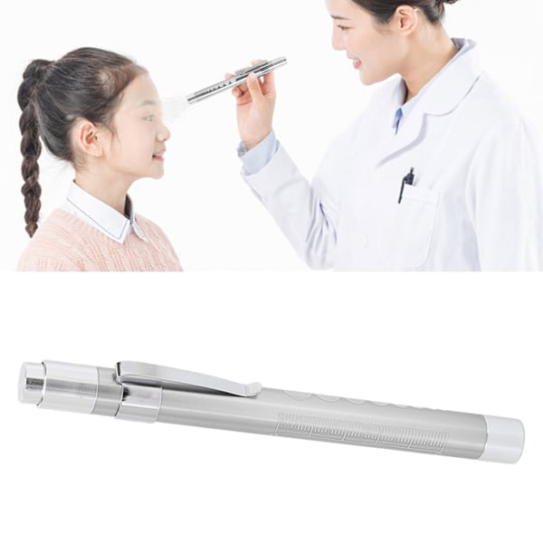 LED Penlight White Lighting Concave Head Aluminum Alloy Medical Pen Light for Throat Silver