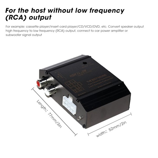 12V Bil Audio Højttaler Høj til Lav Niveau Konverter Adapter Stik RCA Port AntiInterference
