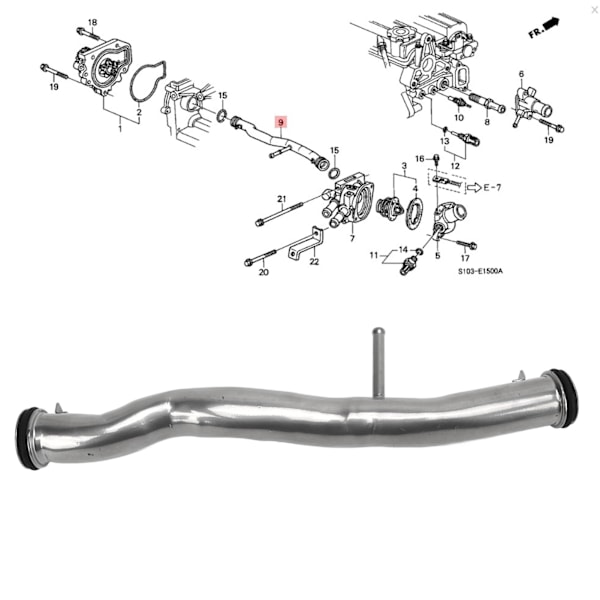 Kylvätskebypassrör Metallkonstruktion 19505 P30 000 för Acura Integra Del Sol Civic Cr‑V B-serie Motor