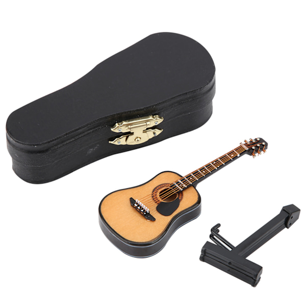 Miniatur Træguitar Model Display Mini Ornamenter Håndværk Hjem Decor (10cm)