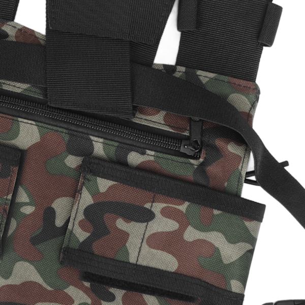 Radio Brystsele med 2 Lommer Oxford Klud Justerbar Vest Rig Universal til 2 Vejs Radio Walkie Talkie Camouflage