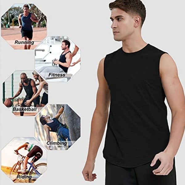 Trænings-sportsskjorter uden ærmer i bomuld til mænd Løbe-tanktops