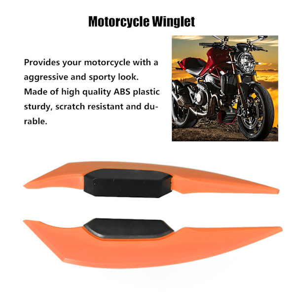 1 Par Motorcykel Side Winglet Aerodynamisk Vinge Spoiler Universal til Motorcykel Elektriske Cykler Orange