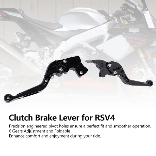 2 st Motorcykel Kopplingsbromsspak Aluminiumlegering Vikbar 6 Växlar Justerbar Styre Huvudcylinder Spak Ersättning för Aprilia RSV4
