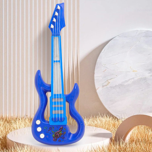 Elektrisk Gitarr Leksak Multifunktionell Hopfällbar Barn Gitarr Piano Musik Pedagogisk Leksak för Barn Blå