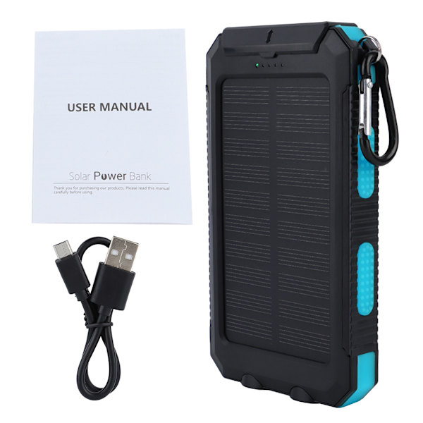 1,2W 5V Vedenkestävä Aurinkopaneeli 8000mAh Monokiteinen Piiaurinkokennoakku Lataus Musta Sininen