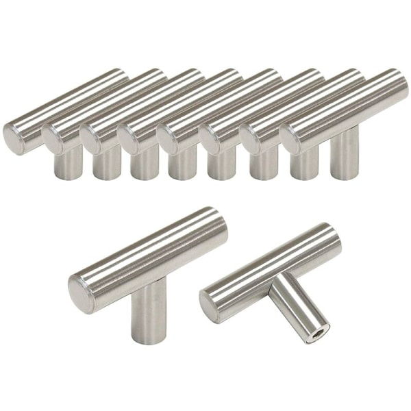 Skåpshandtag för badrumsskåp, rostfritt stål med satin nickel finish, enkel installation för lådor (12-pack)