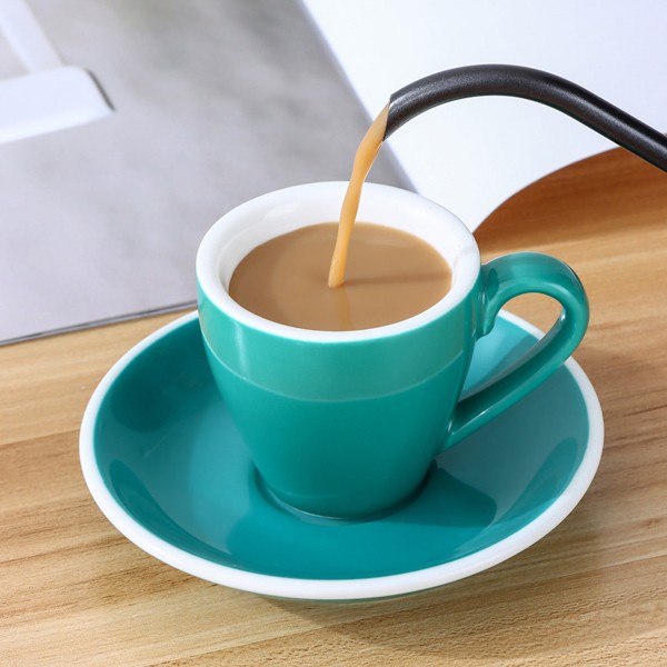 Porslinsespresso-kopp med fat, Espresso-kopp, 80ml/2.7Oz Blue