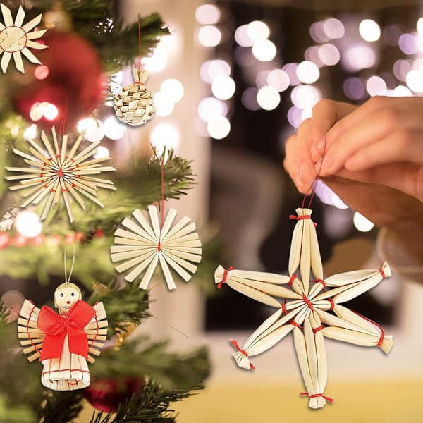Julgransdekorationer, halmprydnader för julgranen