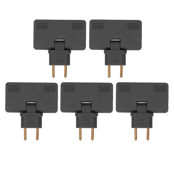 5 kpl EU-pistokkeen muuntajakaapeli Langaton 180 asteen jatkojohto 1-3 EU-pistoke Adapteri 110‑250V Musta