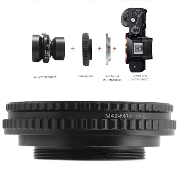 NEWYI M42‑M39 10‑15mm Säädettävä Tyyppiputki Adapteri Suurentava Makro Objektiivi Rengas