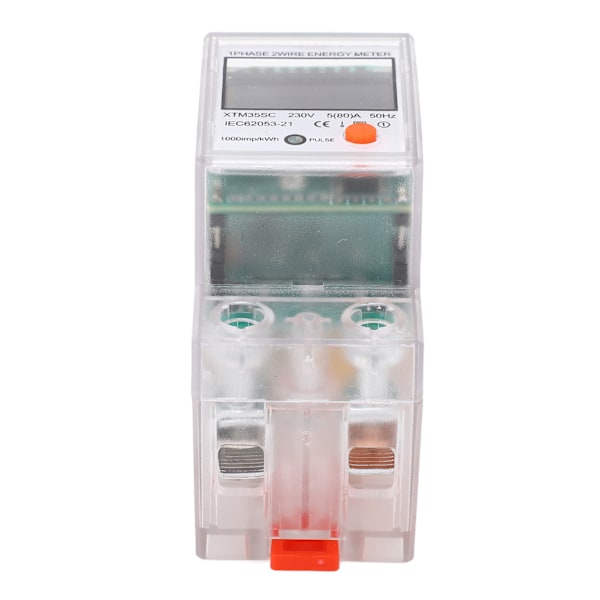 Energimåler 2P Enfase DIN Skinne Elforbrugsmonitor Baggrundsbelyst LCD Display Strømmåler 230V