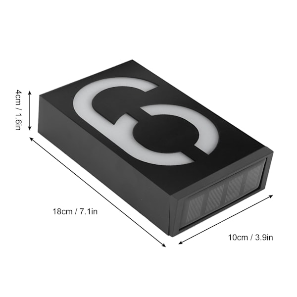 Utomhus Solcellsdriven LED Nummer Skylt Ljus Hus Hotell Butik Dörr Adress Ljus Platta (Nummer 9)