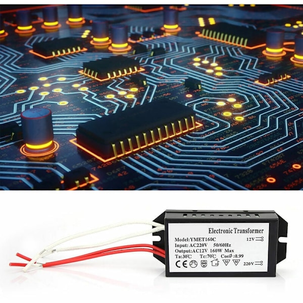 Pålitlig Elektronisk Transformator, 220V Till 12V Halogenlampa Pärlor Strömförsörjningsadapter Med Lång Livslängd Och Förbättrad Effektkvalitet