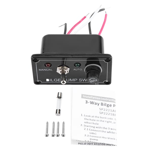 12V DC LED Indikator Lensepumpe Bryterpanel Manuell / Av / Auto for Båt Marine