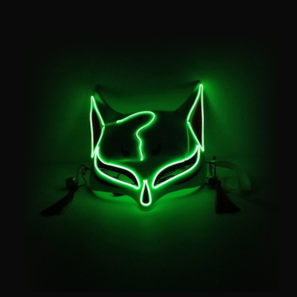 LED Lysende Glow Dyr Maske Kostume til Halloween Fest Prop Show Dekoration (Fluorescerende Grøn)