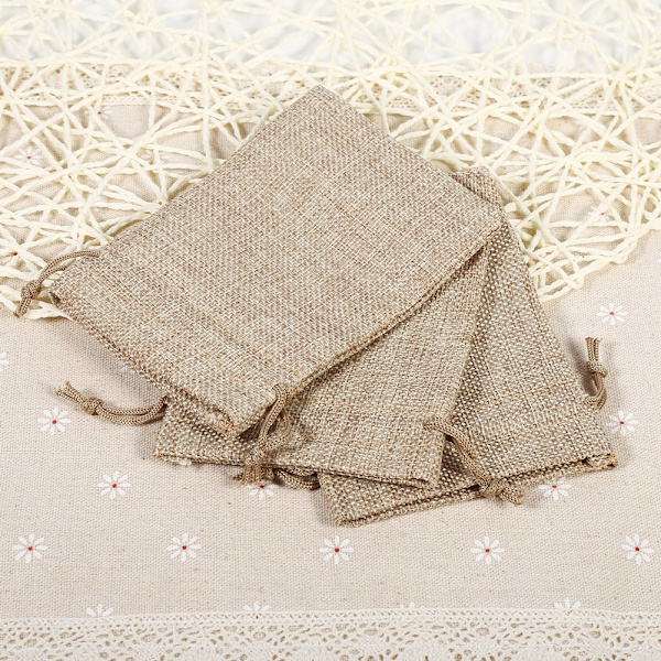 10 st Rustic Burlap Godispåse Jutesäck Dragkedja För Bröllop Födelsedagsfest (Linfärgad)