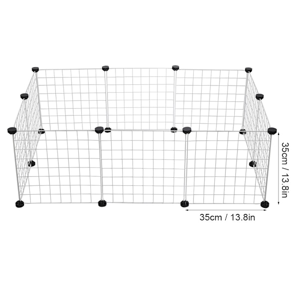 35 cm Hundegård i Järntråd med Spännen och Halkskyddande Fotplattor, Vit (10 stycken)