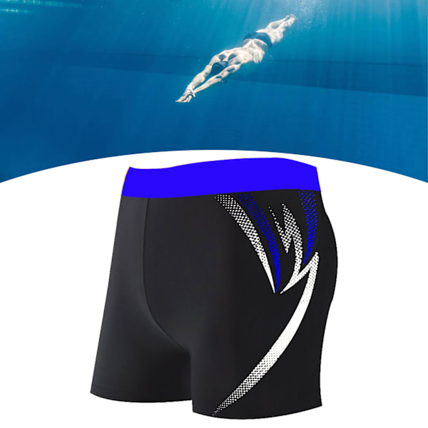 Män Badbyxor Snabbtorkande Stretch Andningsbar Slim Fit Knytband Modetryck Män Badkläder för Simning Mörkblå L (40-80kg / 88.2-176.4lb -)