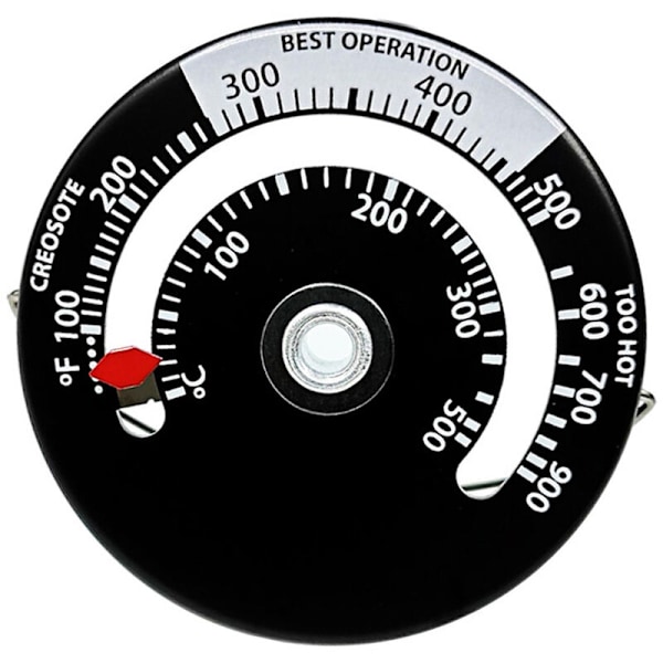 Spistermometer för säker vedspisdrift, magnetisk design analog urtavla hög känslighet aluminiumlegering slitstark rostfri termometer för