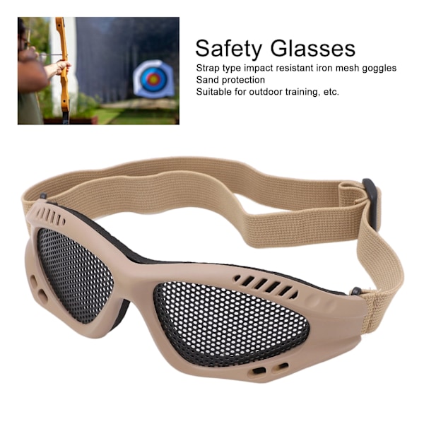 Säkerhetsglasögon Stötsäkra Sandtäta Andningsbara Remtyp Järnmask Goggles med Förvaringsväska Brun