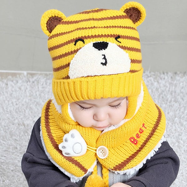 Baby halsduk set Vinter Pojkar Flickor Toddler hörselkåpor Varma