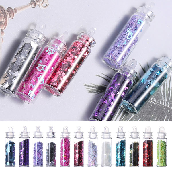 Glitterdekorasjon Blanding Farge DIY Neglekunst Klistremerker Sekkener Polering 3#
