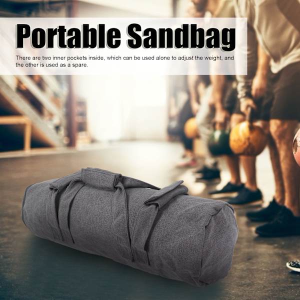 Justerbar Fitness Sandsäck Canvas Viktträningsträningsväska för Trädgårdsträning (Grå)
