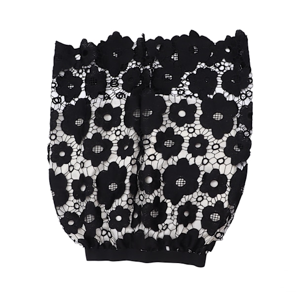 Dam Hollow Out Spets Midi Kjol Blommig Spets Hög Midja A Linje Elegant Maxi Lång Kjol Svart XL