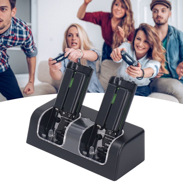 4-i-1 Fjärrkontroll Laddningsstation Bärbar Tillbehör Dubbel Fjärrkontroll Laddningsstation Dock Svart