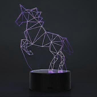 4.5V USB 3D Illusion Visuel Hest Natlampe 7 Farver Touch Skrivebordslampe (Sort Base)