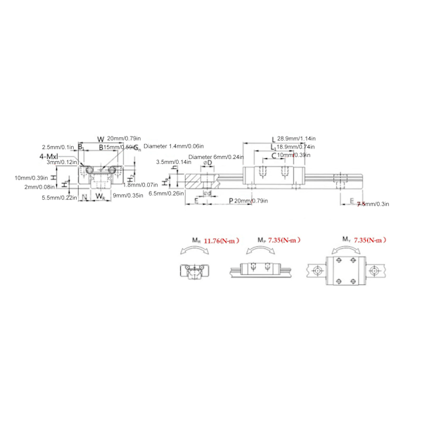 MGN9C Lineær føringsskinne Miniatyr Lineær Skinne Glideguide Egnet for Miniatyrisert Utstyr 100mm