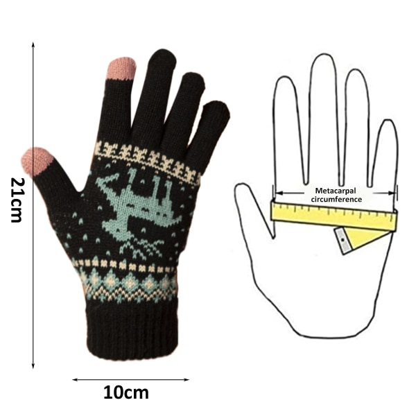 Vinterstrikkehandsker Varme touchscreen Blødt foret elastisk skridsikkert