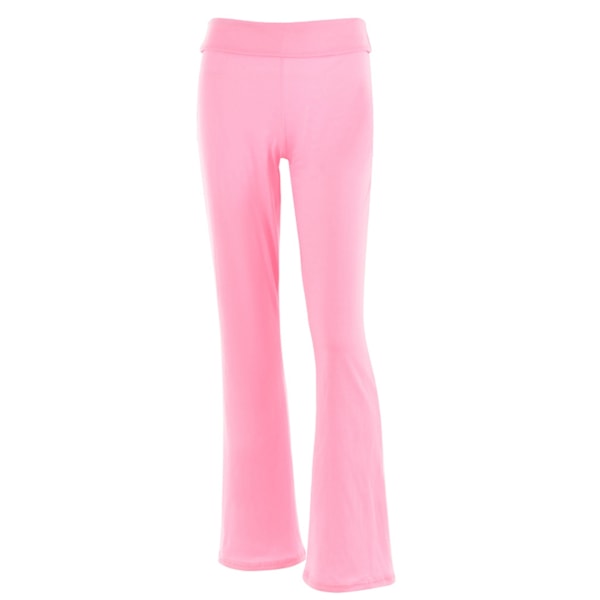 Dam Enfärgad Utsvängd Byxa Butt Lifter Stilren Slim Fit Bell Bottom Byxor för Daglig Fritid Rosa M