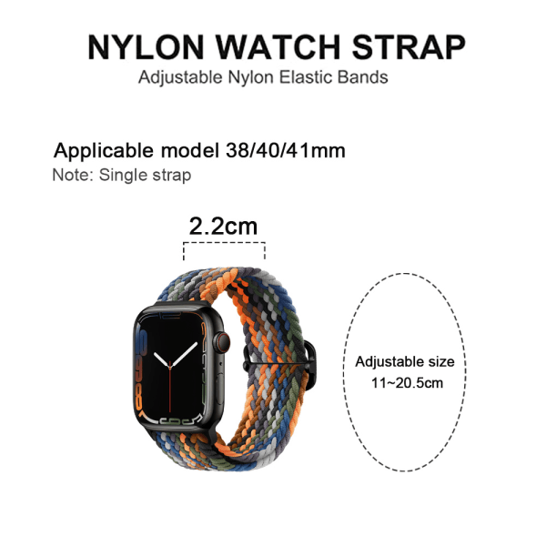 Justerbar nylonvevd apple iwatch-rem (38/40/41 mm, kamuflasje)