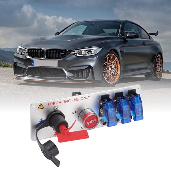 5-i-1 12V LED Tändningsbrytarpanel med Startknapp för Racingbil RV Lastbil Blå