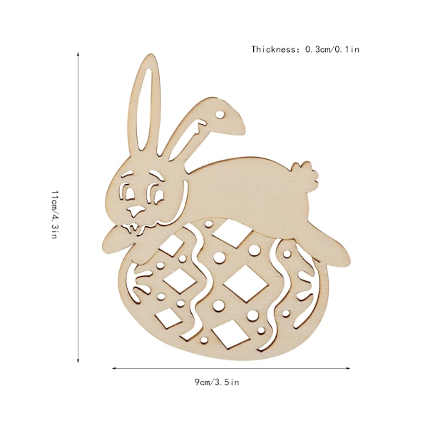 6 st. Träpåskkanin Ihåliga Hängande Dekorationer Strängleksak