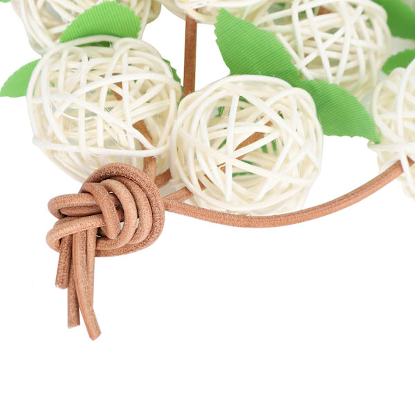 Pet Parrots Biting Toy Rattan Boll String med Löv Fågelgunga Tuggleksak Bur Dekoration Vit Boll S