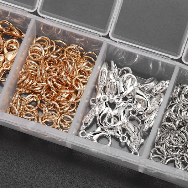 Metal Jump Rings Lobster Clasp DIY Jewelry Findings Making Set Accessory with Box (6mm)