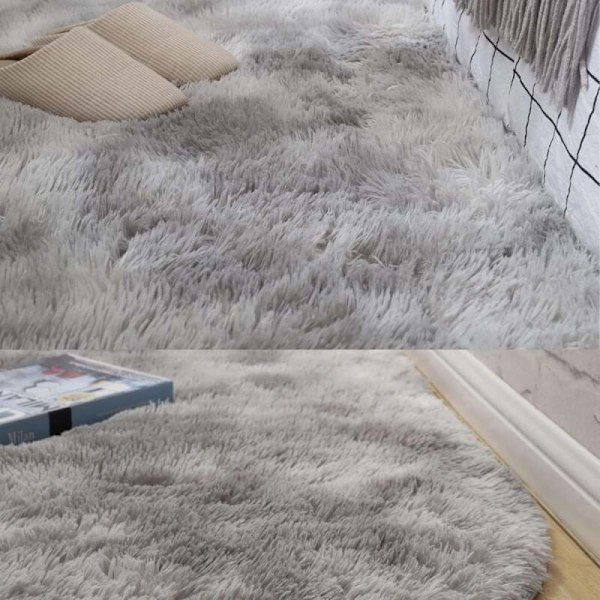 Elegant vardagsrumsmatta, marinblå fluffig ryamatta i mikrofiber för sovrum, mjuk och bekväm plyschmatta i fuskpäls med memory foam för heminredning