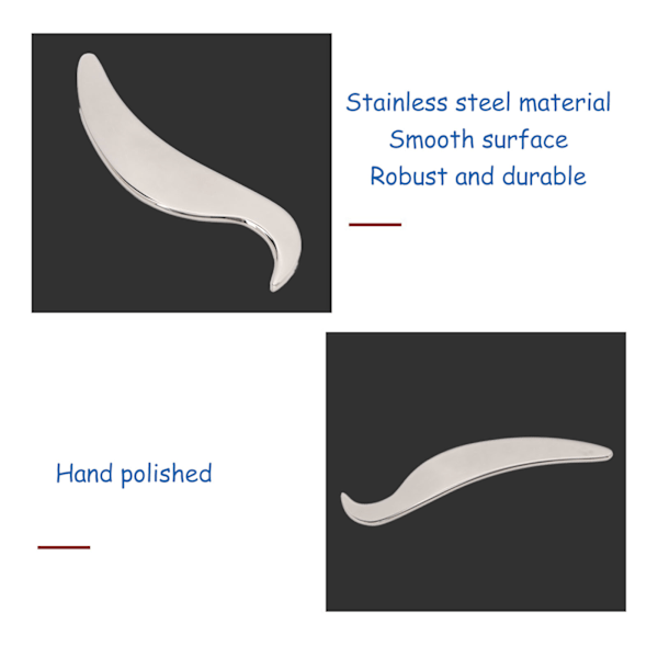 Rustfritt Stål Guasha Massasjeverktøy Reduserer Hevelse Lymfedrenasje Dobbel Skråkant Skrapeplate for Nakke Arm