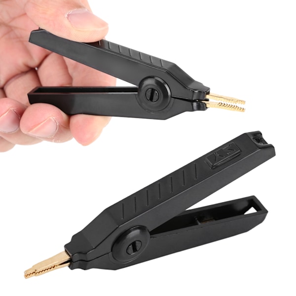 1 stk Kobberisolerte Krokodilleklemmer Adapter Bilbatterikabel Testprobe Svart