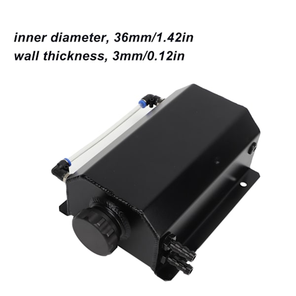 Kølemiddel Overløbstank Aluminium Legering 2L Kapacitet Universal Radiator Reservoir Tank til De Fleste Biler Sort