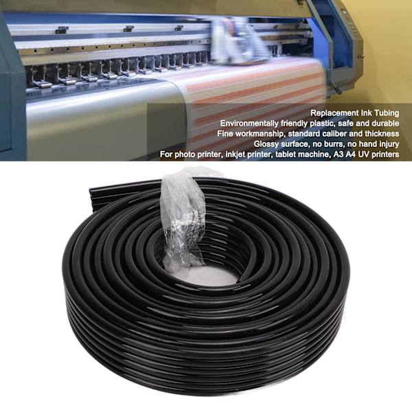 Bläckrör 6 Linjer OD 5mm ID 3mm 3 Meter Längd Flexibelt Bläckrör för Fotobläckstråleskrivare UV-skrivare Svart