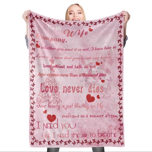 Till Min Fru Filt Alla Hjärtans Dag Present till Min Fru Filt för Kvinnor Jubileum Födelsedagspresent 150x200cm / 59.1x78.7in