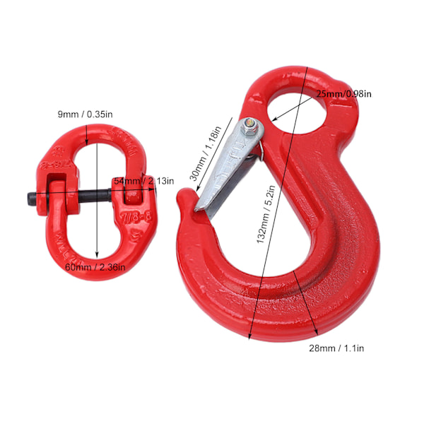 Slip Hook Eye Sling Heavy Duty 2T Bærende Trailer Løftekædeforbindelse med 2 Ringspænder